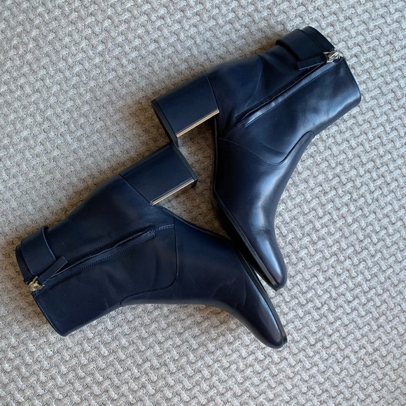 Massimo Dutti Blue Leather Ankle Boots - Picture 4 of 10